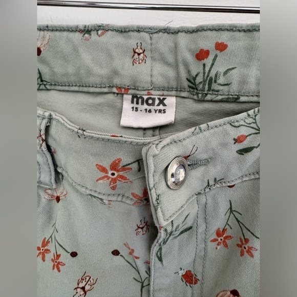 Max Girls Floral Print Full Length Jeans size 15-16 yrs - Picture 3 of 3